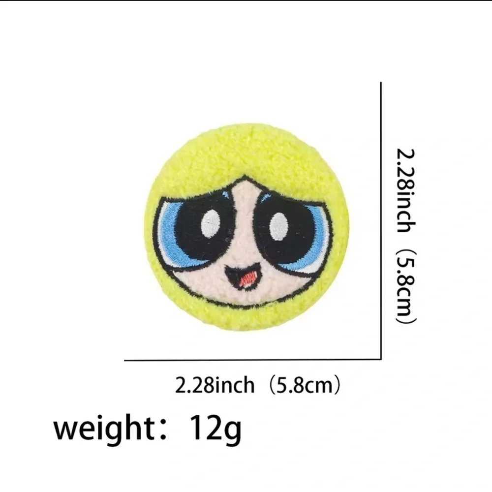 3/$33 Power Puff Girls Character Bubbles Fuzzy Texture Embroidered Button Pin